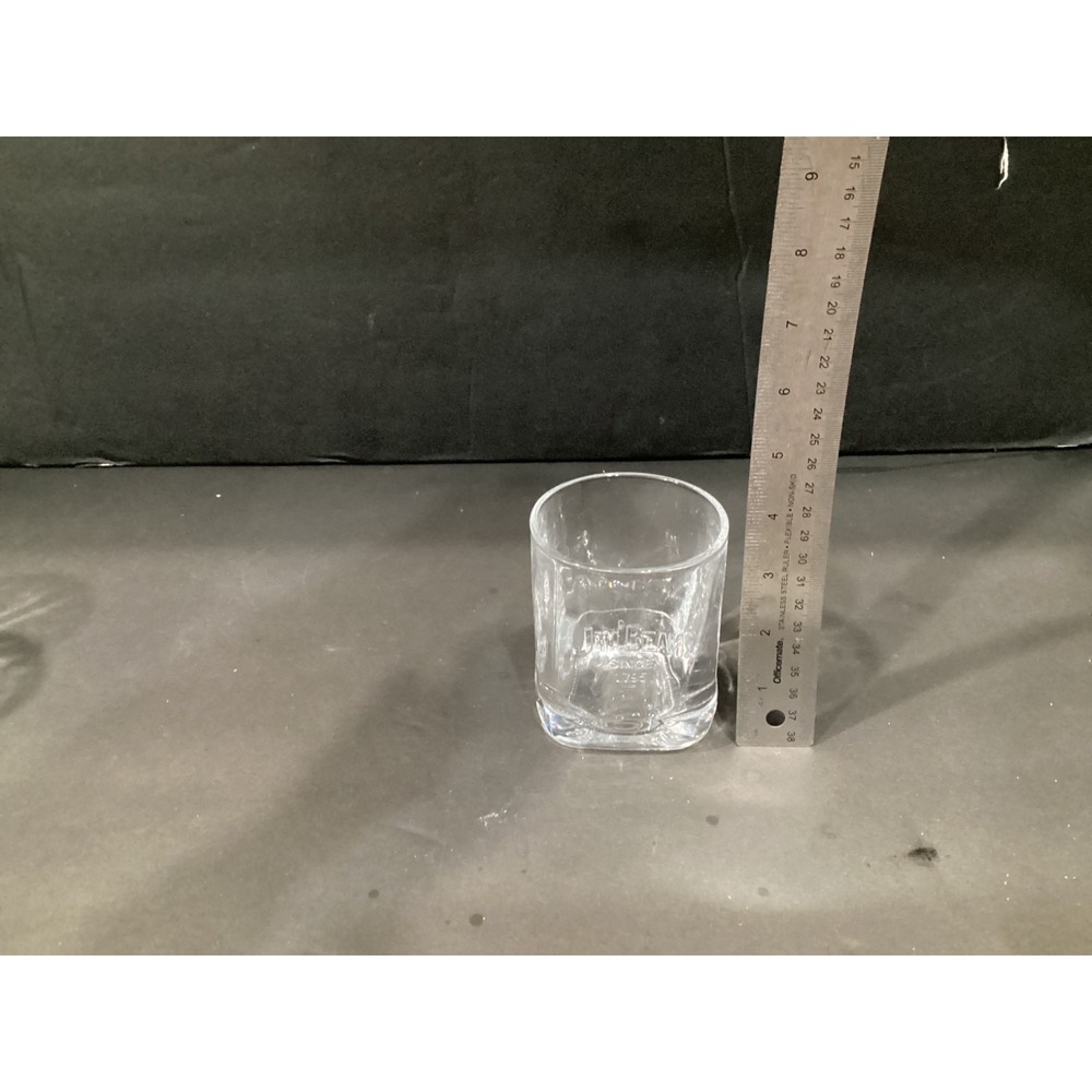 Jim Beam Double Whiskey Rocks Glasses Since 1795 Square Base Lowball Set of 2